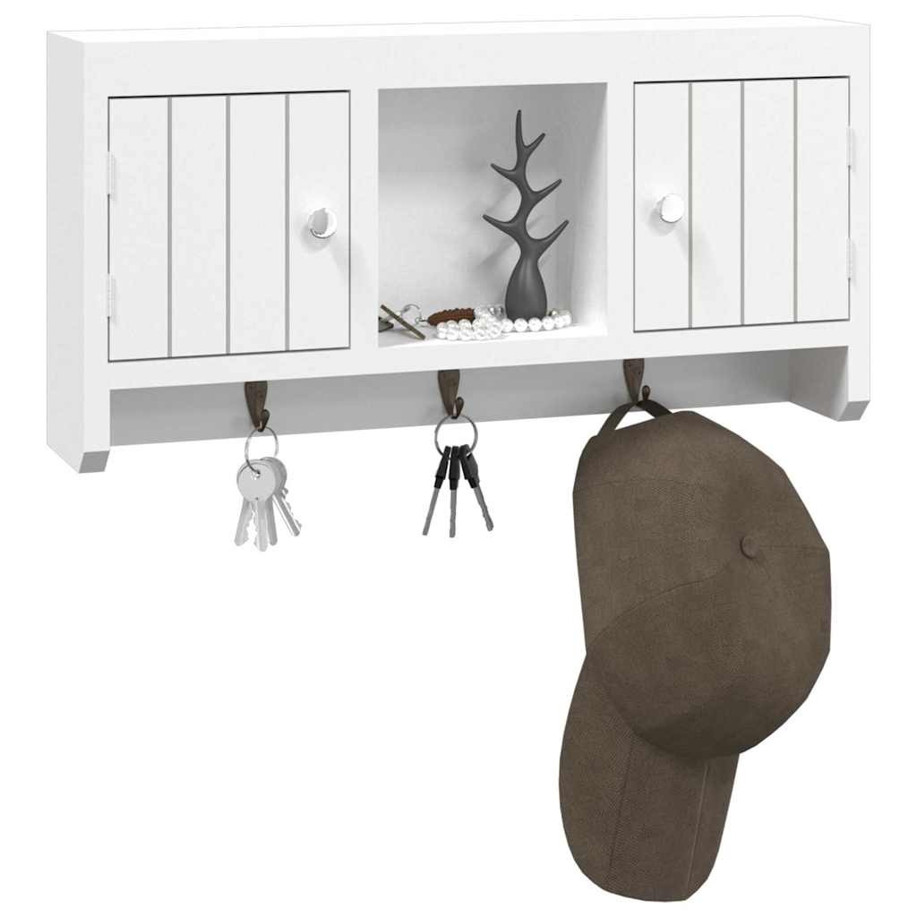 vidaXL Key Cabinet White 40x8.5x20 cm Engineered Wood&Steel 3