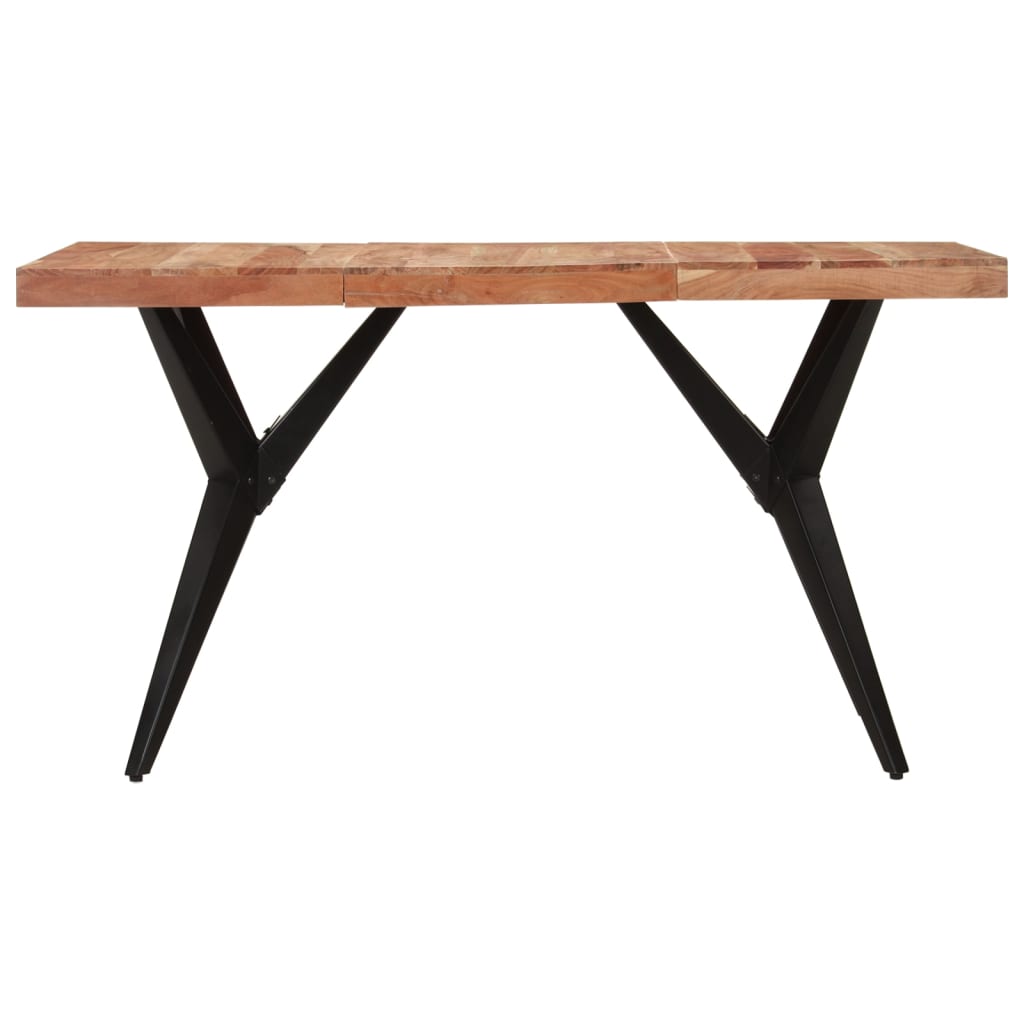 vidaXL Dining Table Black 140x70x76 cm Solid Wood Acacia 2