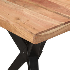 vidaXL Dining Table Black 140x70x76 cm Solid Wood Acacia 5