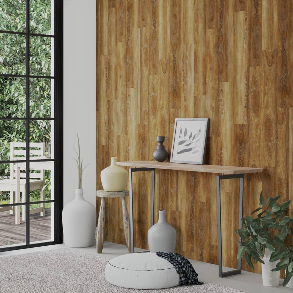 vidaXL Wall Panels Wood Look Brown PVC 2,06 m² 3