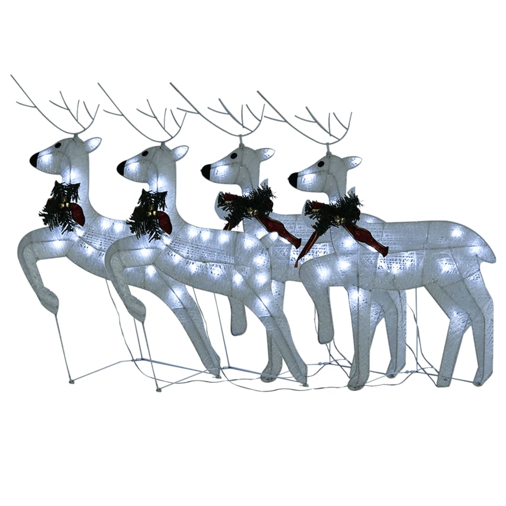 vidaXL Christmas Reindeers 4 pcs White 80 LEDs 2
