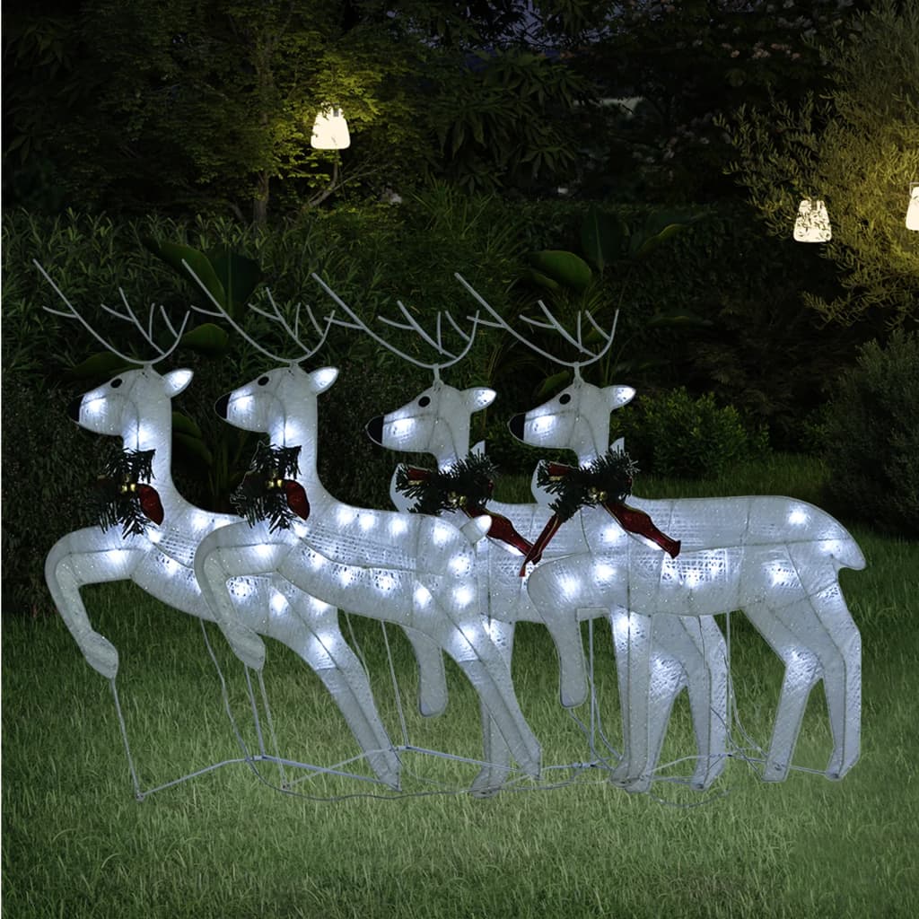 vidaXL Christmas Reindeers 4 pcs White 80 LEDs 1