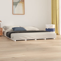 Bed Frame without Mattress Solid Wood Pine Length White