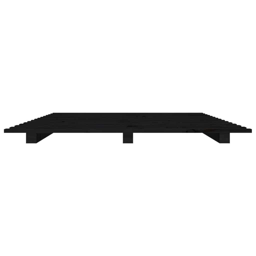 Bed Frame without Mattress Solid Wood Pine Length 190 cm Black 90 cm