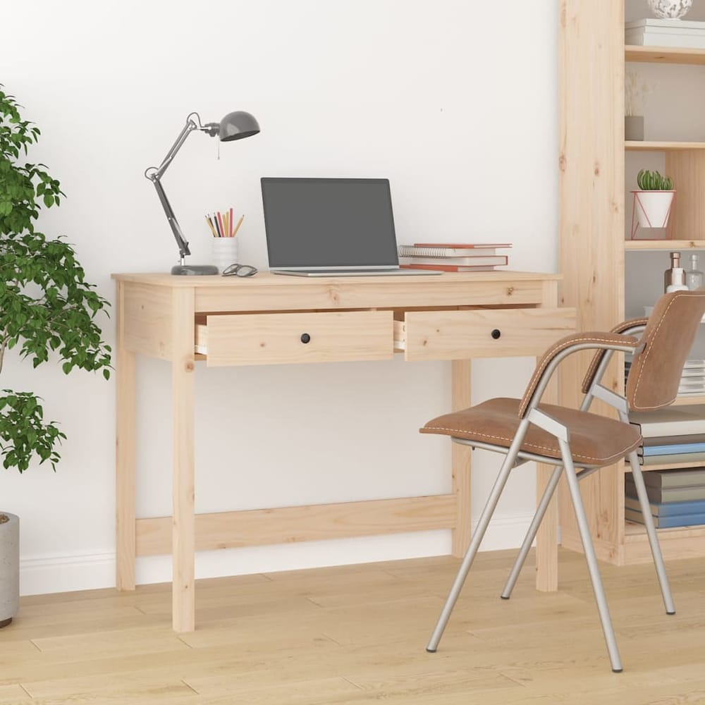 Desk with Drawers 100x50x78 cm Solid Wood Pine Natural