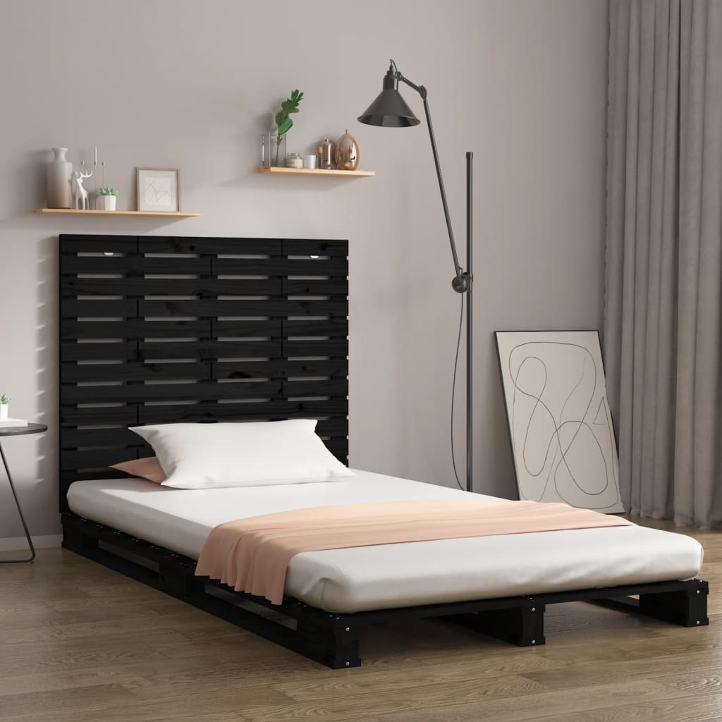 vidaXL Wall Headboard Black 106x3x91.5 cm Solid Wood Pine 1