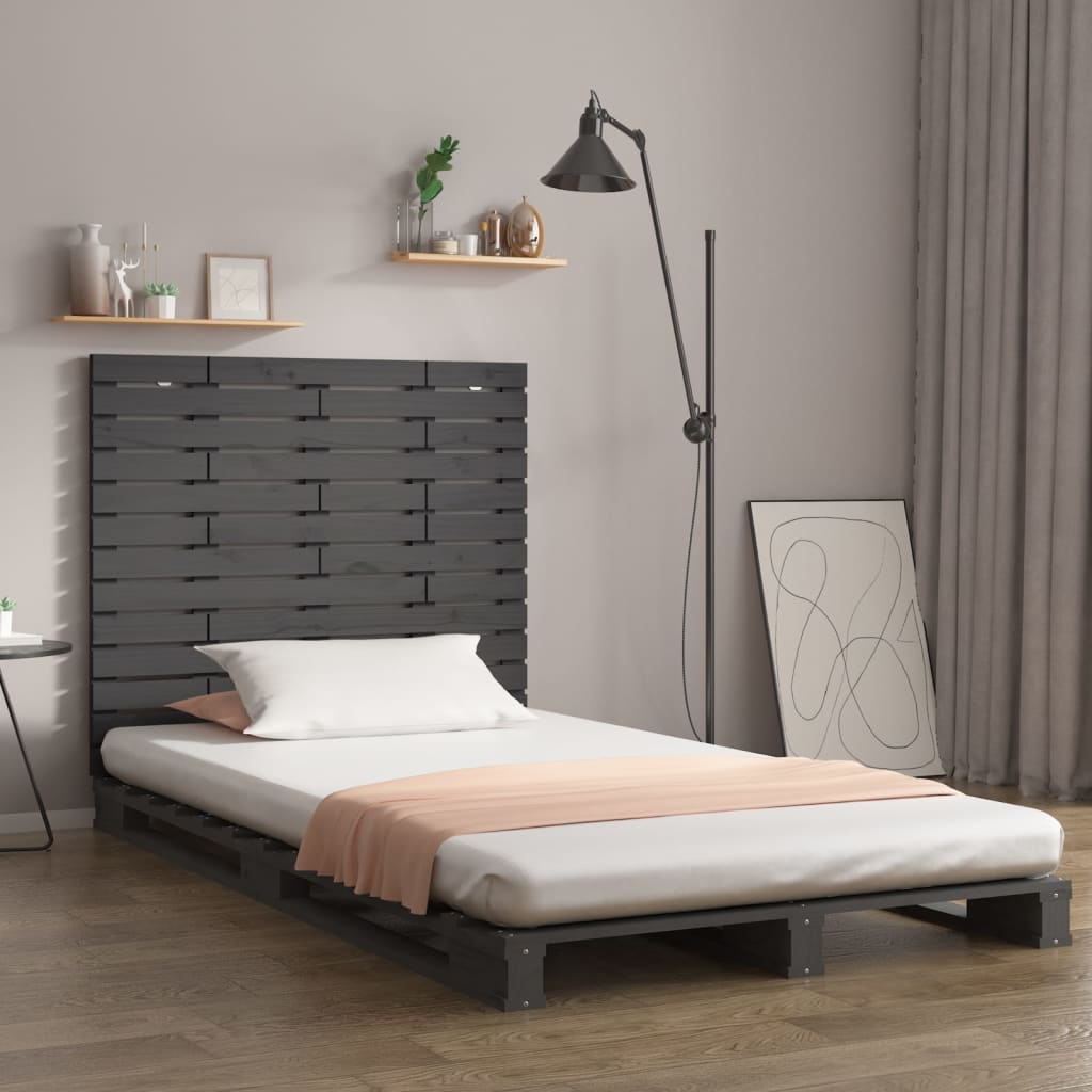 vidaXL Wall Headboard Grey 96x3x91.5 cm Solid Wood Pine 1