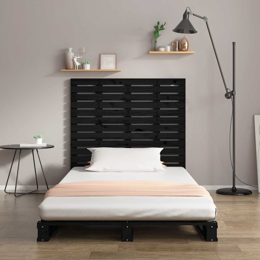 vidaXL Wall Headboard Black 126x3x91.5 cm Solid Wood Pine 3