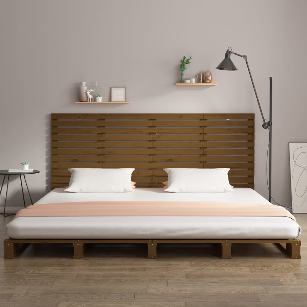 vidaXL Wall Headboard Honey Brown 156x3x91.5 cm Solid Wood Pine 3