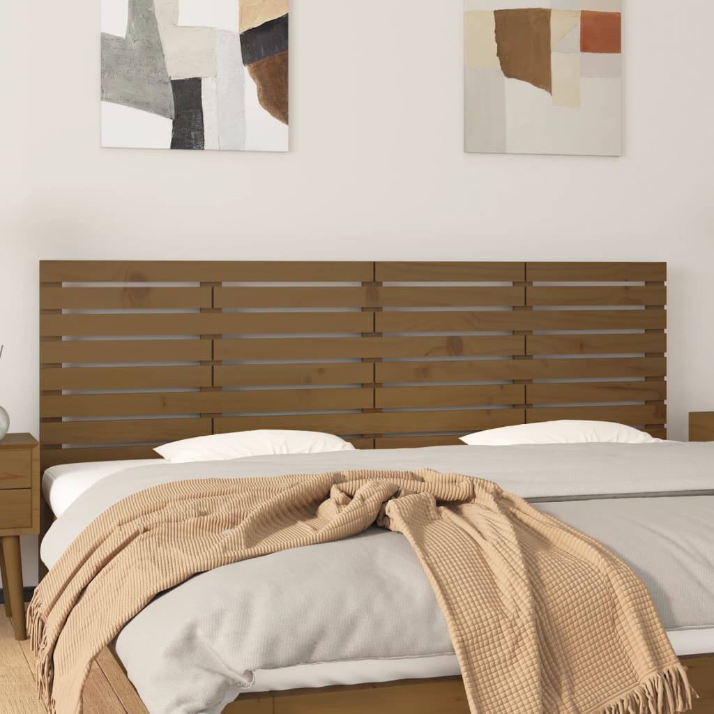 vidaXL Wall Headboard Honey Brown 206x3x63 cm Solid Wood Pine 1