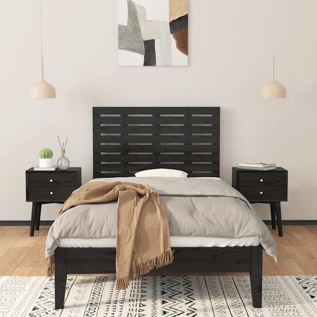 vidaXL Wall Headboard Black 96x3x63 cm Solid Wood Pine 3