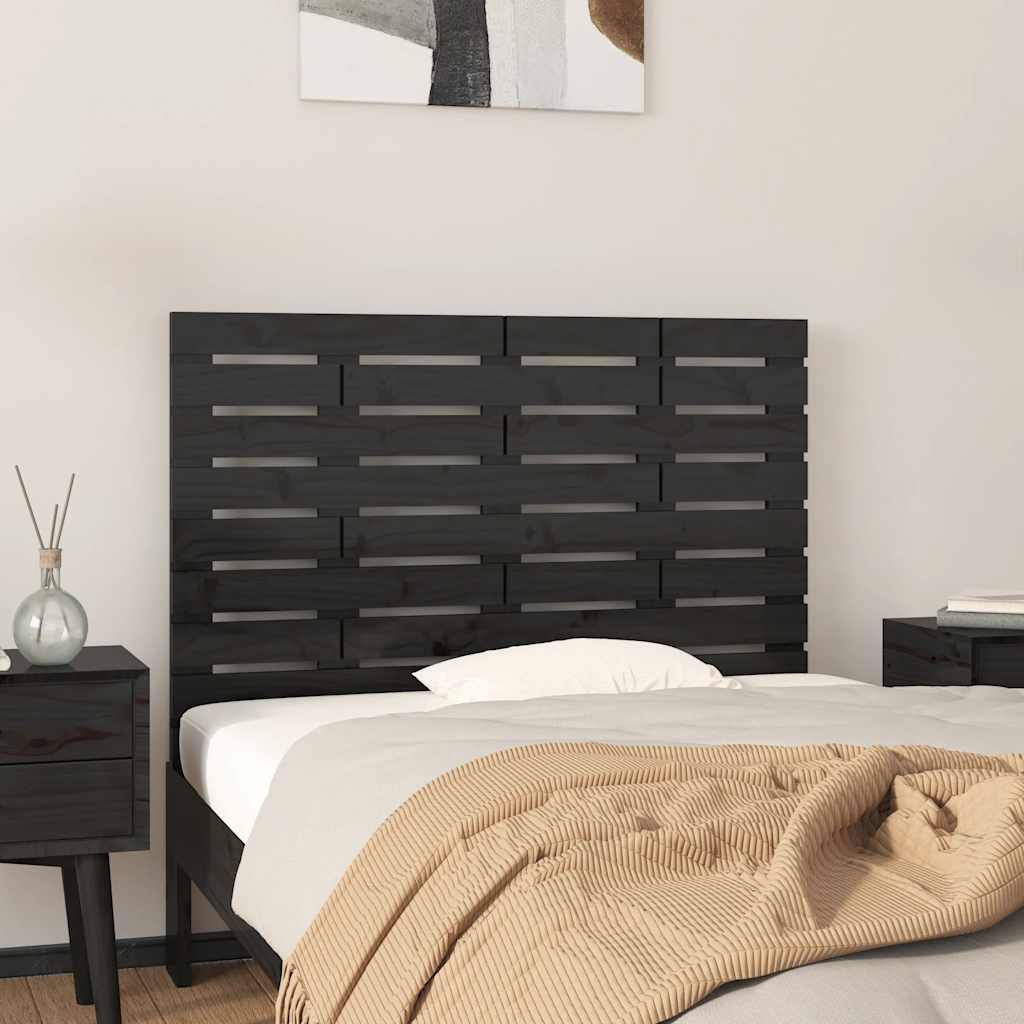 vidaXL Wall Headboard Black 96x3x63 cm Solid Wood Pine 1