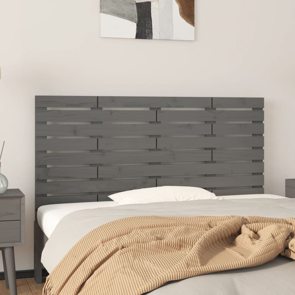 vidaXL Wall Headboard Grey 146x3x63 cm Solid Wood Pine 1