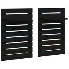 vidaXL Wall-mounted Bedside Shelves 2 pcs Black Solid Wood Pine 2