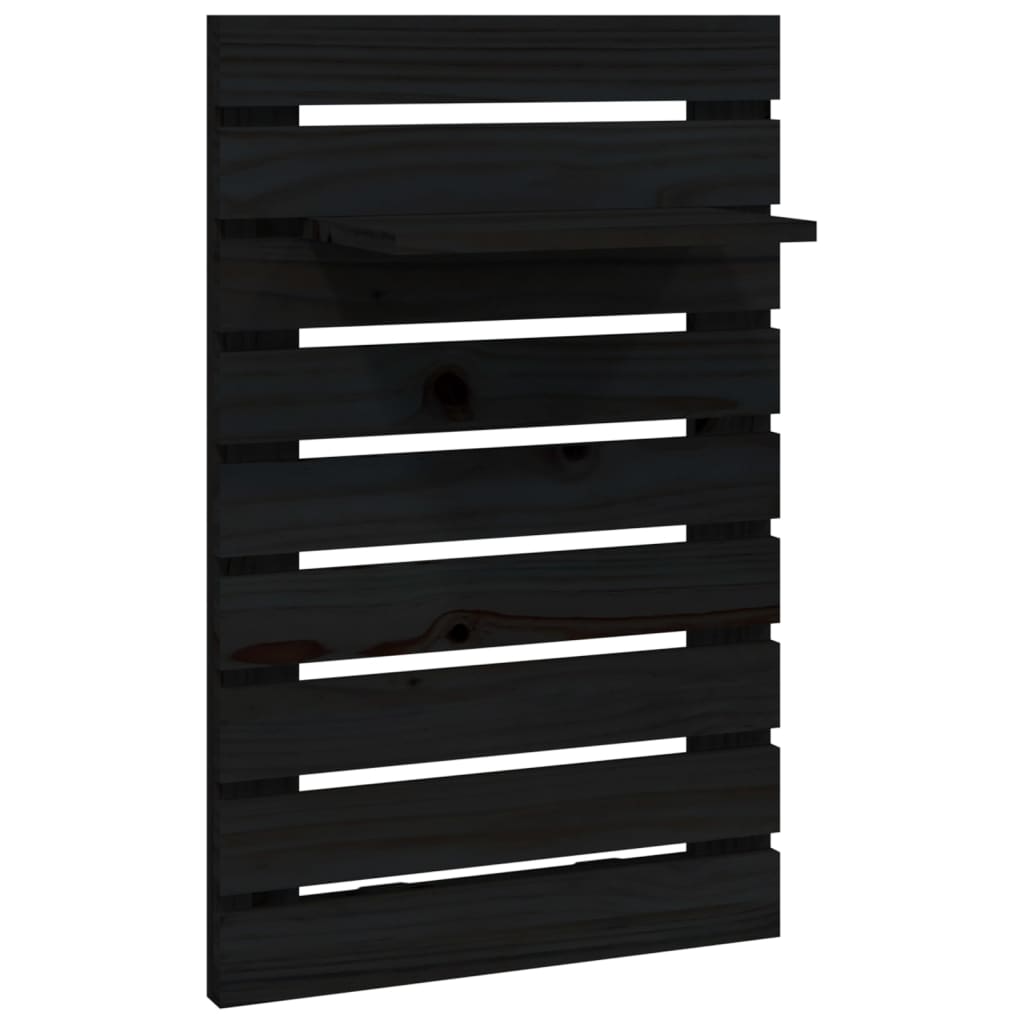 vidaXL Wall-mounted Bedside Shelves 2 pcs Black Solid Wood Pine 5