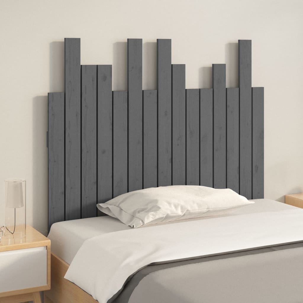 vidaXL Wall Headboard Grey 95.5x3x80 cm Solid Wood Pine 3