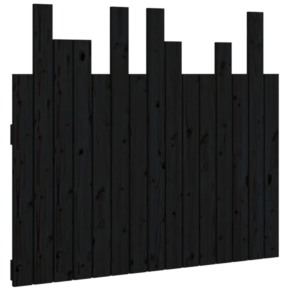 vidaXL Wall Headboard Black 95.5x3x80 cm Solid Wood Pine 2