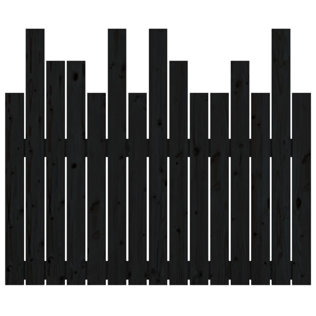 vidaXL Wall Headboard Black 95.5x3x80 cm Solid Wood Pine 5