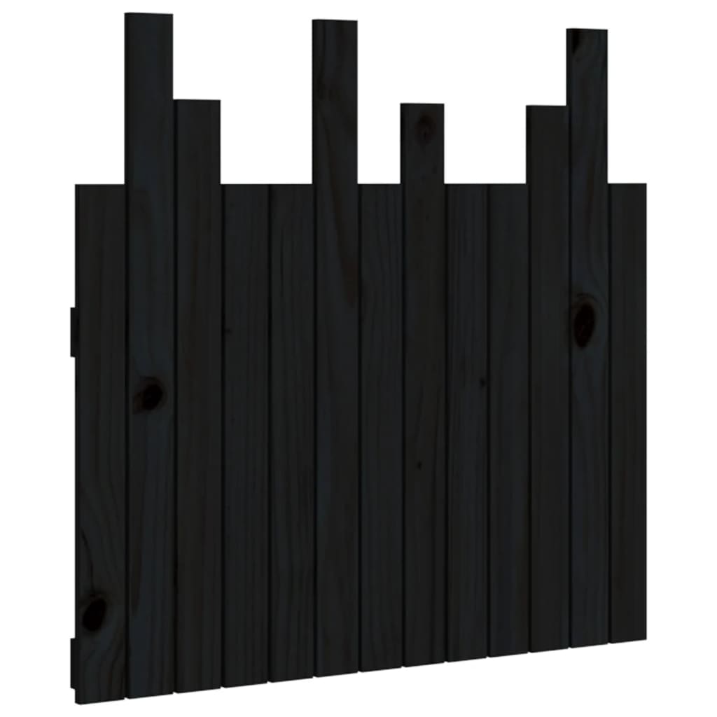 vidaXL Wall Headboard Black 82.5x3x80 cm Solid Wood Pine 2