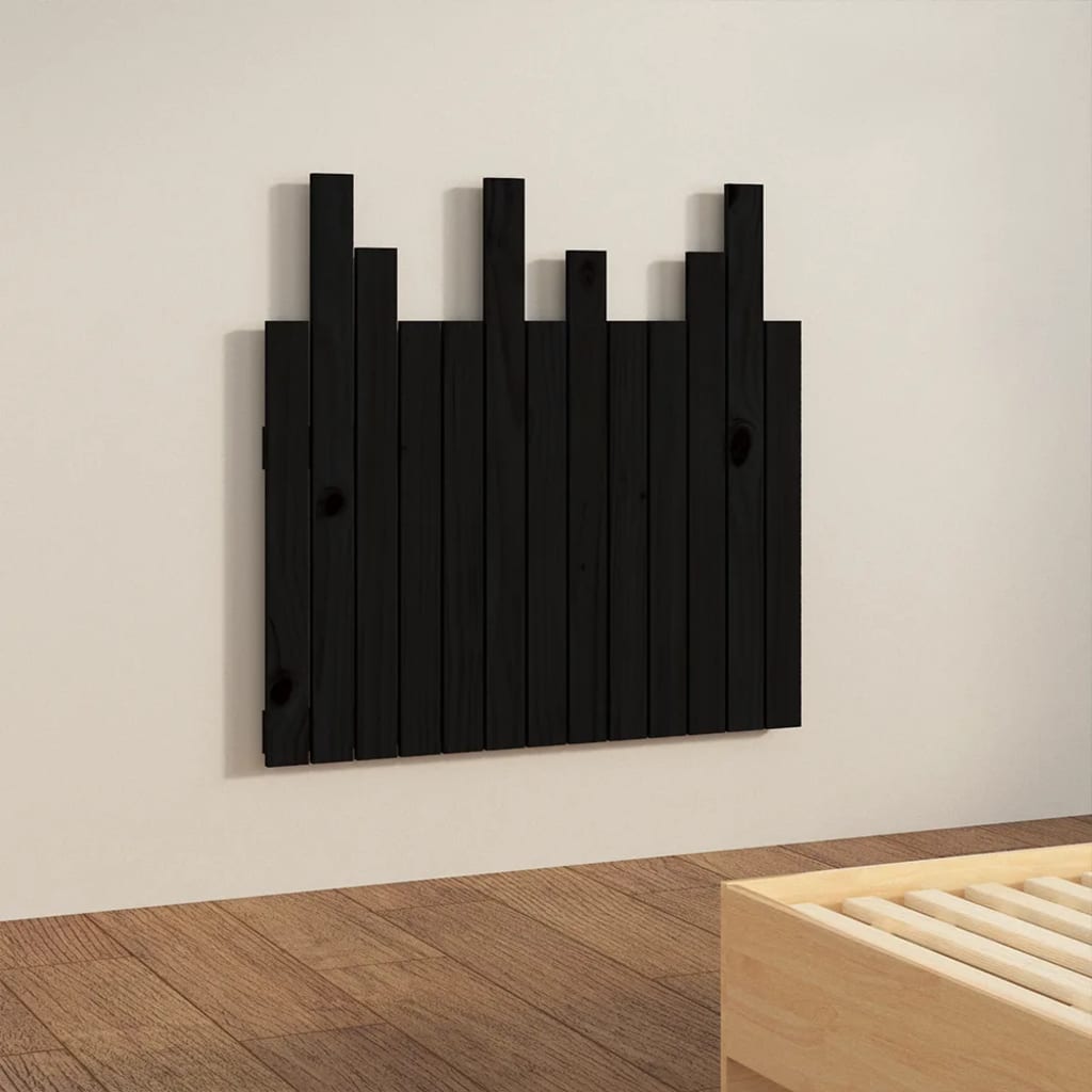 vidaXL Wall Headboard Black 82.5x3x80 cm Solid Wood Pine 4