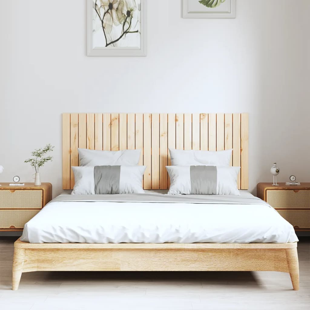 Wall Headboard 108x3x60 cm Solid Wood Pine Natural 147 cm