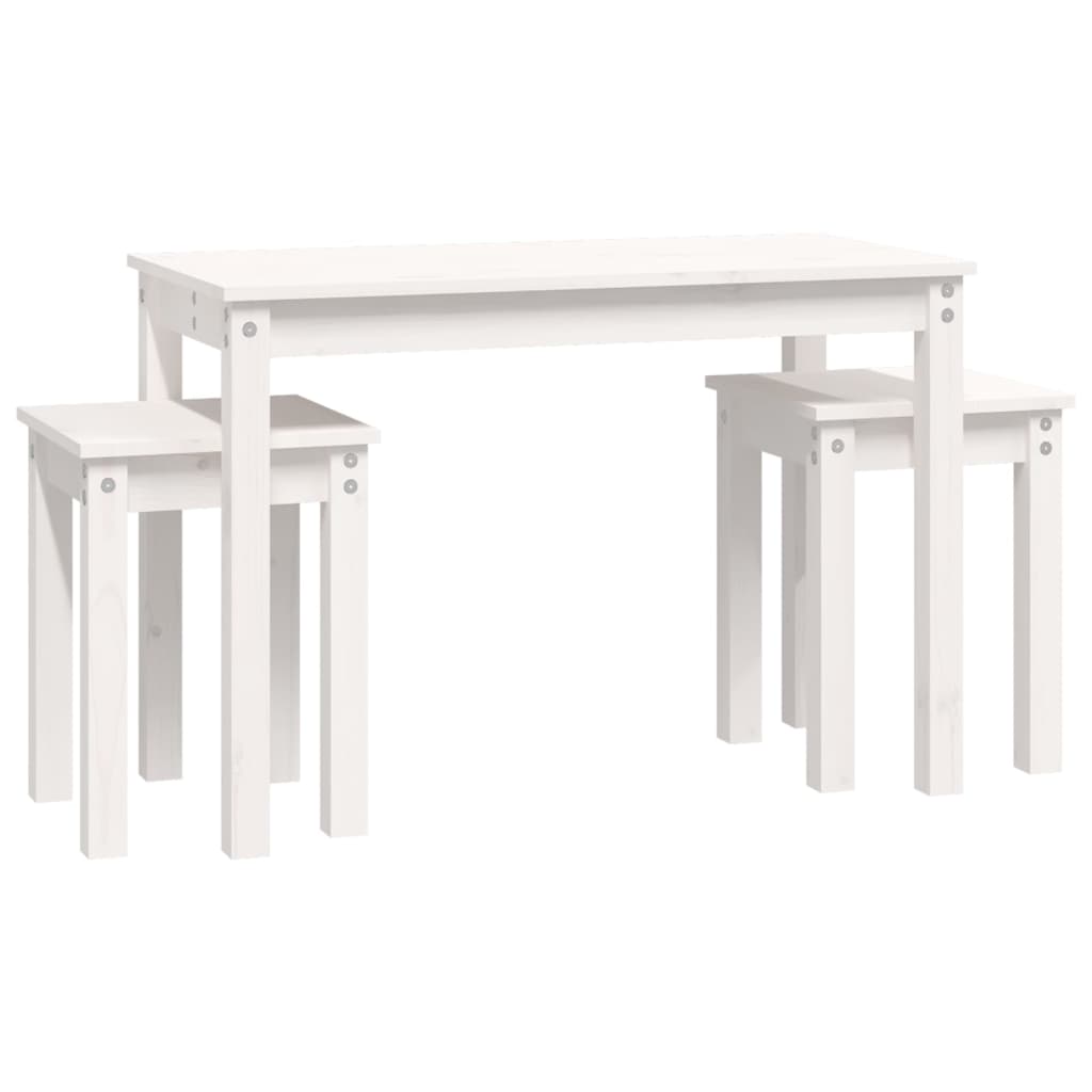 Nesting Tables 3 pcs Solid Wood Pine White