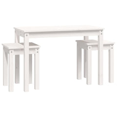 Nesting Tables 3 pcs Solid Wood Pine White