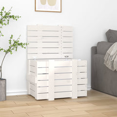 Storage Box Solid Wood Pine in White