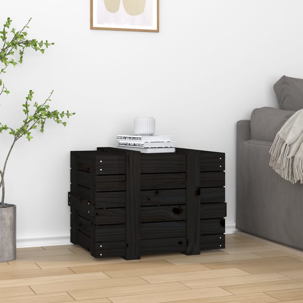 vidaXL Storage Box Black 58x40.5x42 cm Solid Wood Pine 3