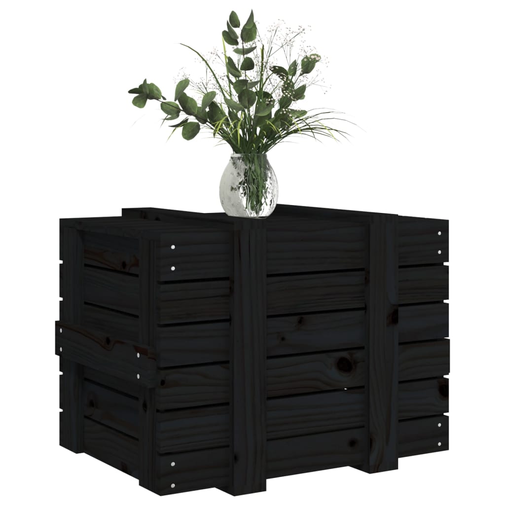 vidaXL Storage Box Black 58x40.5x42 cm Solid Wood Pine 4