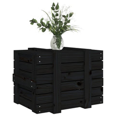 vidaXL Storage Box Black 58x40.5x42 cm Solid Wood Pine 4