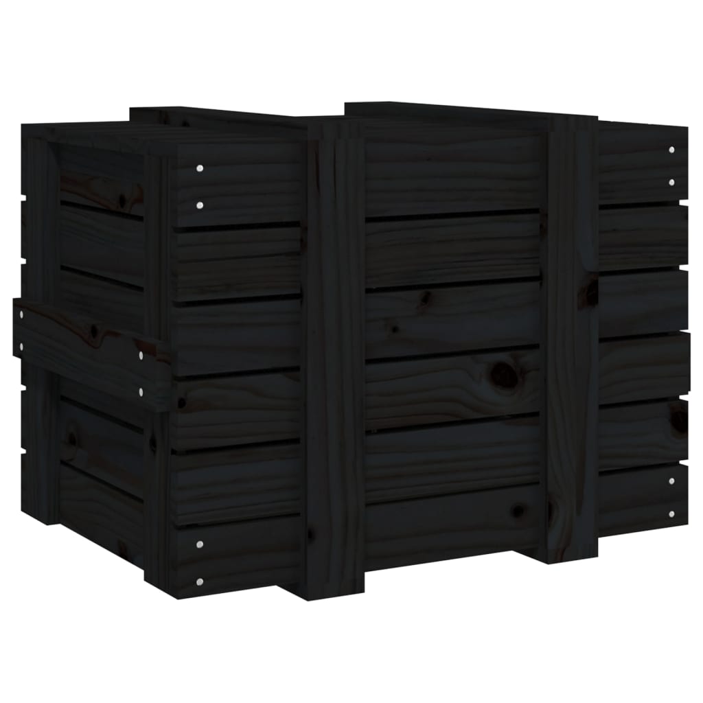 vidaXL Storage Box Black 58x40.5x42 cm Solid Wood Pine 6