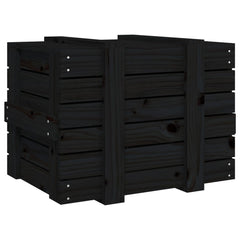 vidaXL Storage Box Black 58x40.5x42 cm Solid Wood Pine 6