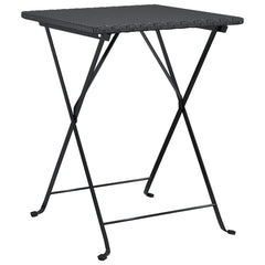 vidaXL 3 Piece Folding Bistro Set Black Poly Rattan 5