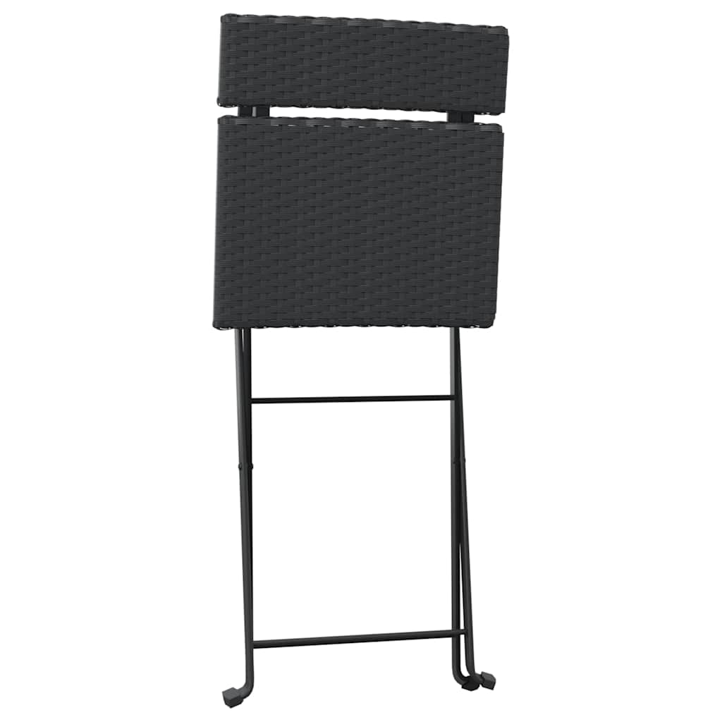 vidaXL 3 Piece Folding Bistro Set Black Poly Rattan 6