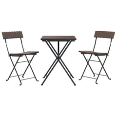 vidaXL 3 Piece Folding Bistro Set Brown Poly Rattan 3