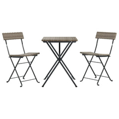 vidaXL 3 Piece Folding Bistro Set Grey Poly Rattan 3