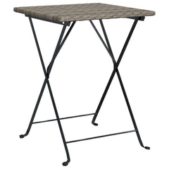 vidaXL 3 Piece Folding Bistro Set Grey Poly Rattan 5