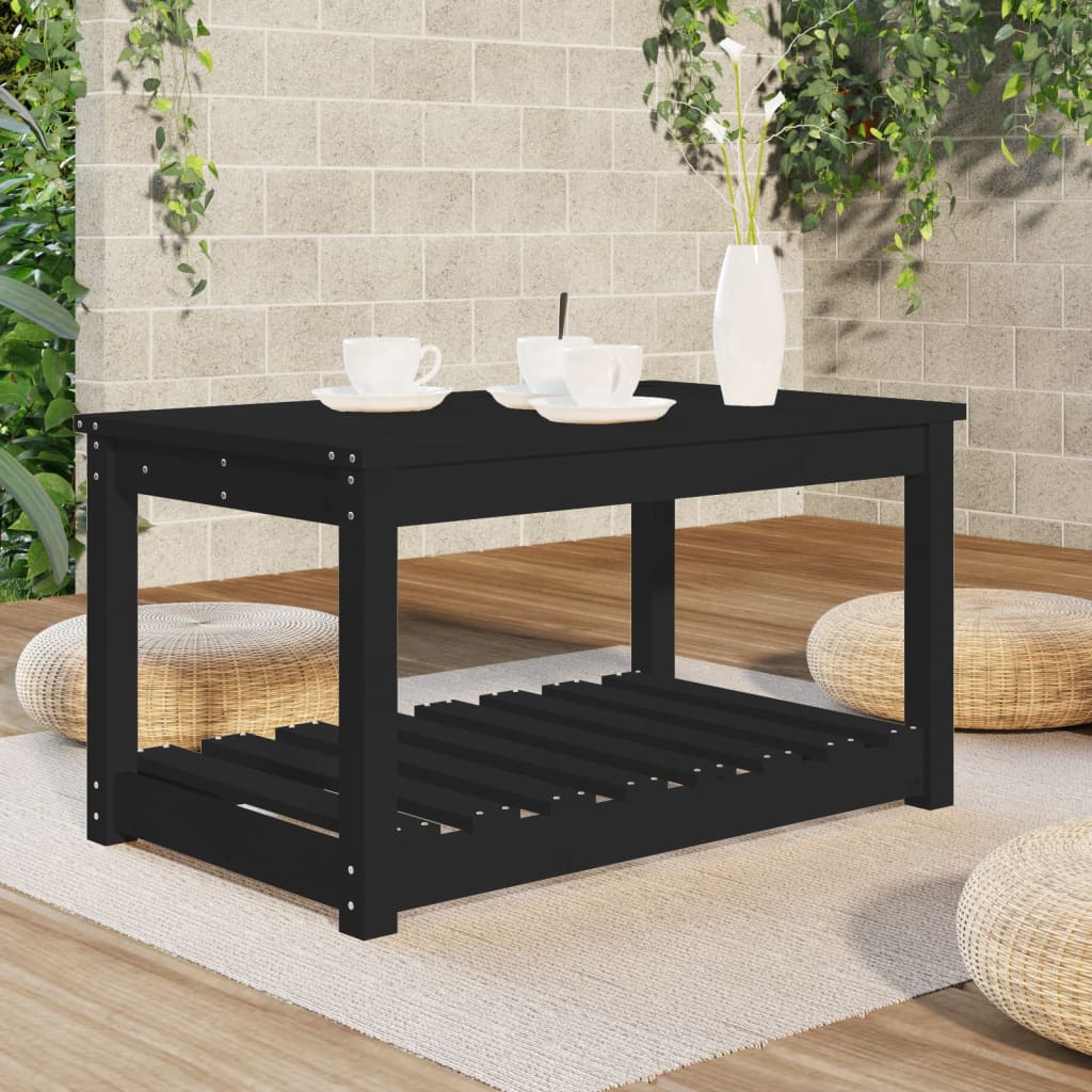 vidaXL Garden Table Black 82.5x50.5x45 cm Solid Wood Pine 3