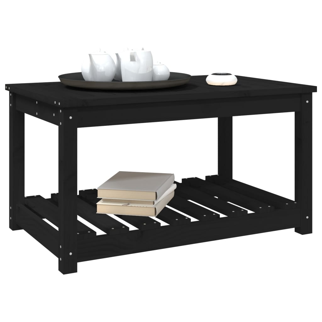 vidaXL Garden Table Black 82.5x50.5x45 cm Solid Wood Pine 4
