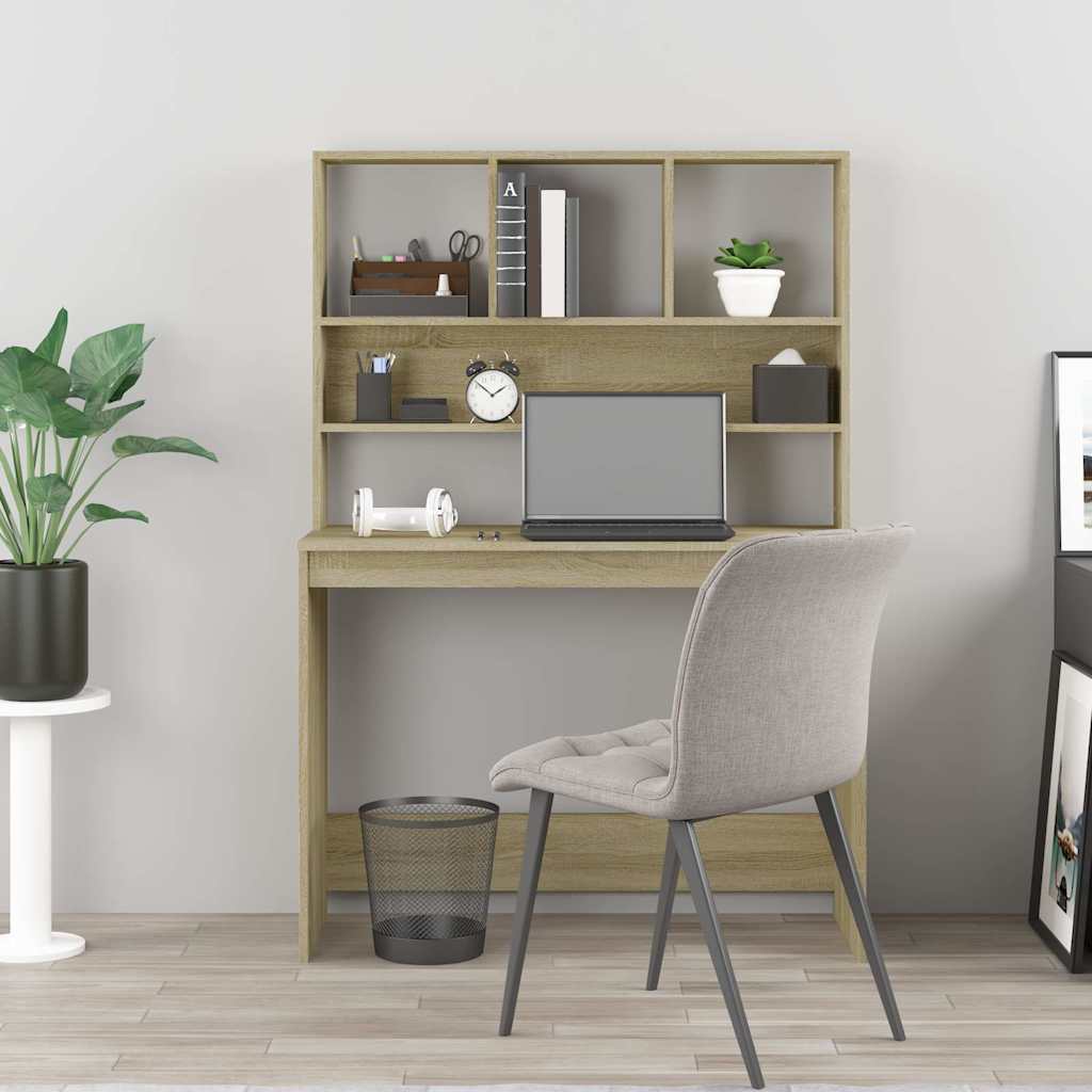 vidaXL Desk | Sonoma oak | Engineered wood | 102x45x148 cm | Desk | Rectangular 3