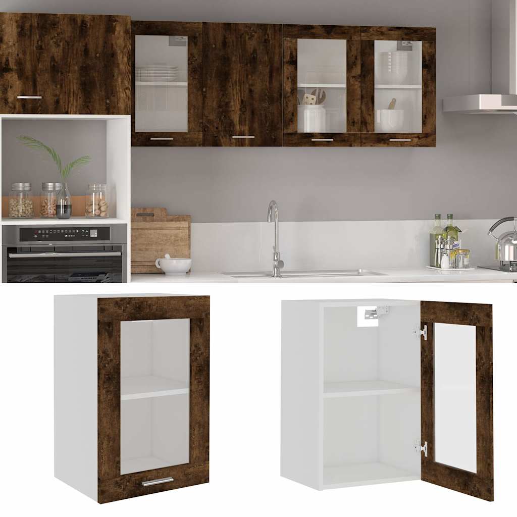 vidaXL Hanging Glass Cabinet Lyon Smoked Oak 40x31x60 cm Engineered Wood 1