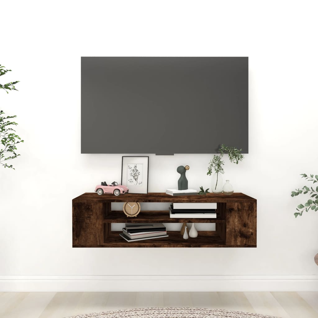 vidaXL Hanging TV Cabinet Smoked Oak 100x30x26.5 cm Engineered Wood 1