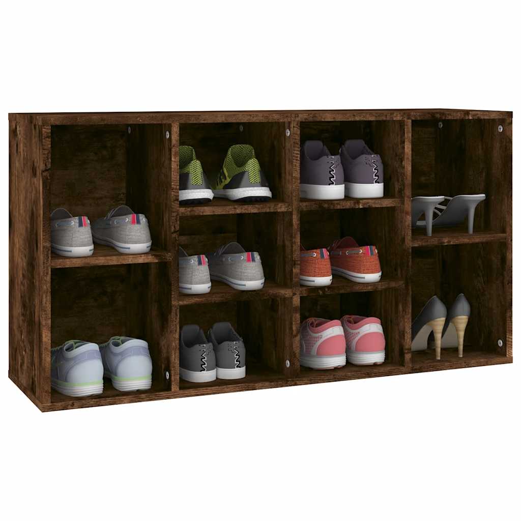 vidaXL Shoe Bench Smoked Oak 103x30x55 cm Engineered Wood 4