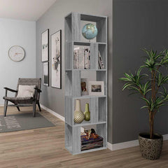 vidaXL Book Cabinet Grey Sonoma 45x24x160 cm Engineered Wood 3