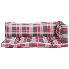 vidaXL Pallet Cushions 3 pcs Red Check Fabric 4