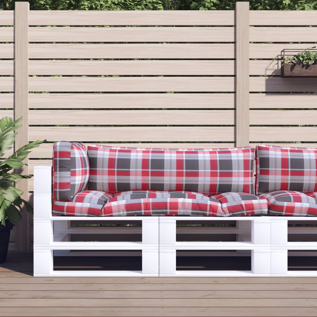 Pallet Cushions in Red Check Pattern