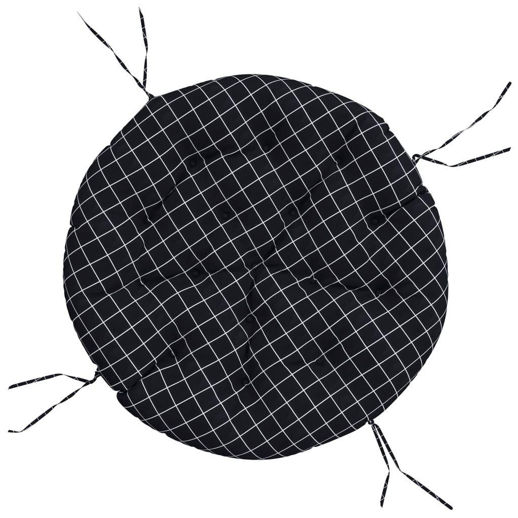 vidaXL Round Cushion Black Check Pattern Ø 100 x11 cm Oxford Fabric 2