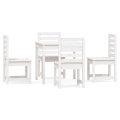 5 Piece Garden Dining Set Solid Wood Pine White pine