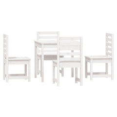 5 Piece Garden Dining Set Solid Wood Pine White pine